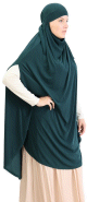 Grande cape - Hijab long de priere pour femme avec fentes - Couleur bleu canard