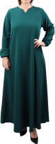 Robe simple longue et large evasee (grande taille) pour femme - Couleur Vert fonce