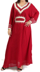 Robe orientale manches longues avec broderies - Couleur Rouge