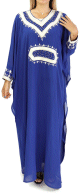 Robe orientale manches longues avec broderies - Couleur Bleu roi