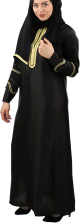 Abayas Dubai satinee couleur noir avec son jihab assorti (Vetement islamique pour femme voilee)