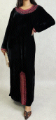 Robe arabe traditionnelle en velours brodee pour femme (Saison Automne-Hiver) - Couleur Noir