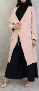 Veste mi-longue pour femme - Trench Coat effet daim Nubuck - Couleur rose poudre