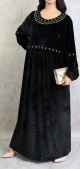 Robe longue en velours avec broderies Couleur Noir