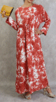 Robe longue en coton a imprimes delaves - Couleur rouge