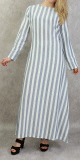 Robe longue a rayures de couleur blanc et bleu