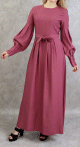 Robe longue raffinee de couleur framboise