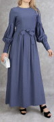 Robe longue raffinee de couleur bleu gris