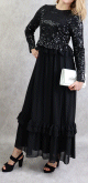 Robe chic en tulle et strass de couleur noir