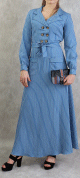 Robe longue a rayure de couleur bleu