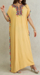 Robe orientale d'ete avec pompons multicolores - Couleur Jaune