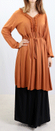 Tunique longue style boheme - Taille Unique - Couleur Rouille