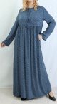 Robe longue viscose fluide et ample avec imprime fleuri - Couleur Bleu acier