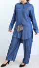 Chemise avec poches laterales de couleur Bleu Jean