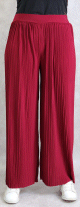 Pantalon large plisse pour femme - Couleur bordeaux