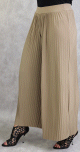Pantalon large plisse pour femme - Couleur beige