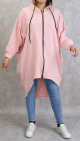 Veste longue sportswear avec capuche de couleur rose