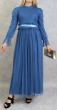 Robe de soiree en tulle pour femme - Couleur Bleu