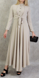 Robe longue style bolero pour femme - Couleur beige