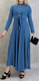 Robe longue style bolero pour femme - Couleur bleu acier