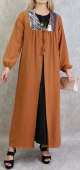 Kimono long avec strass pour femme - Couleur Rouille