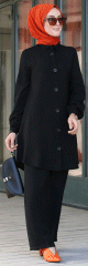 Chemise mi-longue fluide ample legerement brillante (Chemises femme hijab mode) - Couleur Noir