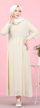 Robe paillete pour femme (Boutique en ligne Hijab et Modest Fashion - Grande taille) - Couleur Creme