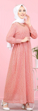 Robe paillete pour femme (Vetement mastour pour hijab - Grande taille disponible) - Couleur rose