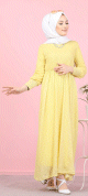Robe paillete pour femme (Vetement chic Mode Musulmane) - Couleur Jaune mimosa