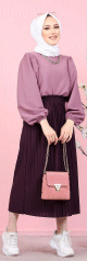 Jupe plissee pour femme (Vetement Hijab pas cher) - Couleur violette