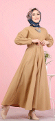 Robe elegante longue ample pour femme (Vetement Hijab) - Couleur vison