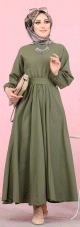 Robe elegante longue ample pour femme (Boutique Vetement Hijab France) - Couleur Kaki