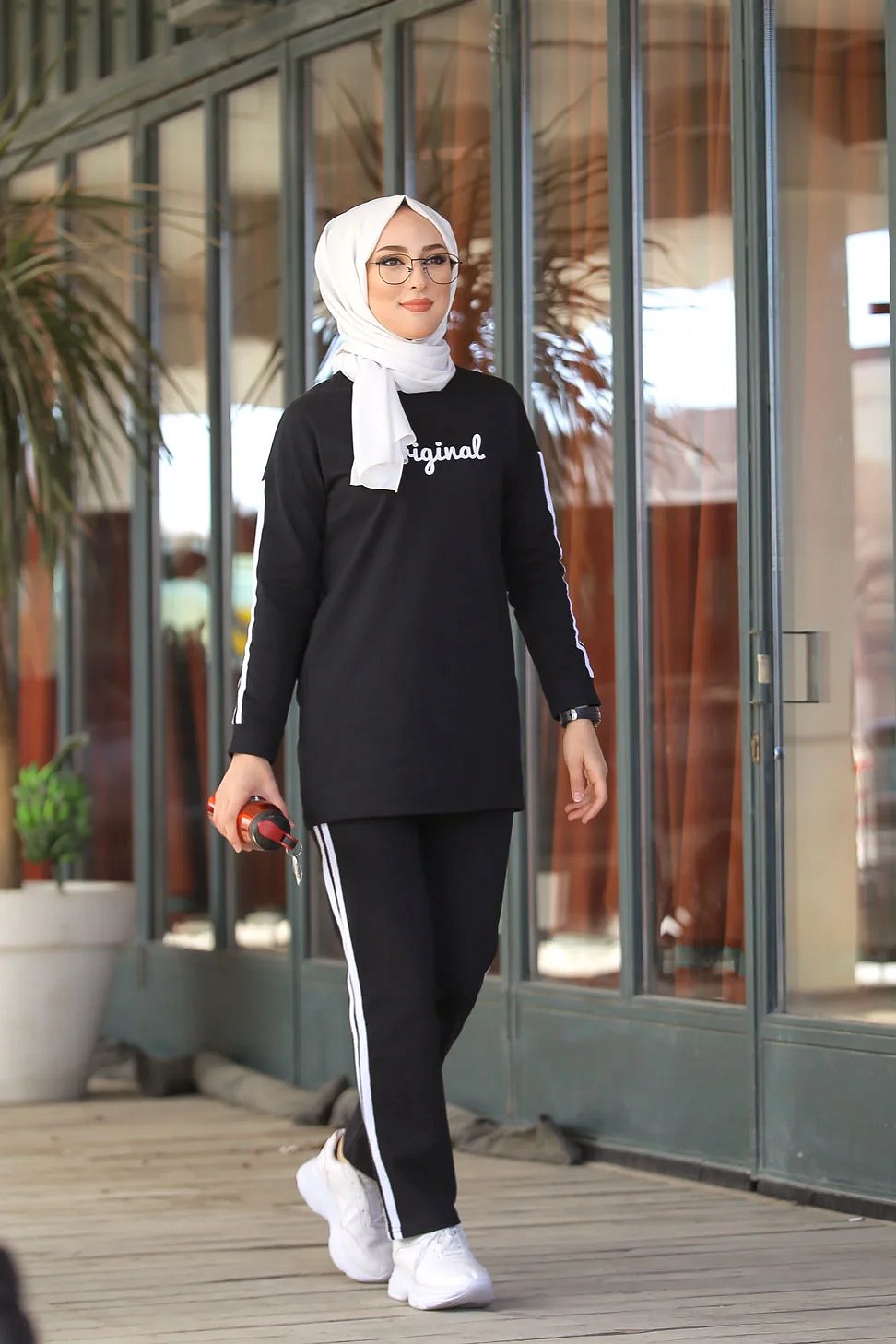 Ensemble décontracté sweat et pantalon (Tenue Sport hiver Hijab) - Couleur  bleu marine