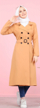 Trench-coat - Veste longue (Vetement Hijab pour femme) - Couleur Beige fonce