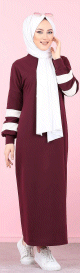 Robe longue style moderne pour femme voilee (Robes musulmanes pas cher - Boutique en ligne) - Couleur prune