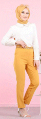 Pantalon cigarette pour femme (Vetement Hijab) - Couleur jaune moutarde