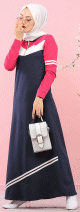 Robe sweat-shirt longue pour femme musulmane (Grandes Tailles disponibles) - Couleur noir et rose clair