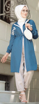 Veste moderne style decontracte avec fermeture zip (Vetement Hijab) - Couleur bleu indigo
