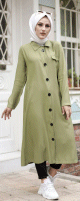 Veste longue pour femme - style chemise (Vetement femme voilee) - Couleur vert clair