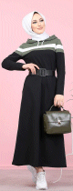 Robe a capuche style sportswear - Vetements Hijabs pour jeunes femmes musulmanes - Couleur noir, blanc et kaki