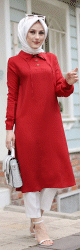 Tunique longue (Vetement Hijab pour femme voilee) - Couleur rouge bordeaux