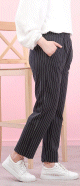 Pantalon casual a rayures pour femme (Grande taille disponible) - Couleur noir