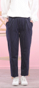 Pantalon casual a rayures pour femme (Grande taille disponible) - Couleur bleu marine
