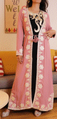 Kimono long avec broderies - Couleur Vieux Rose