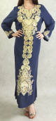 Robe orientale longue avec nombreuses broderies dorees - Couleur Gris