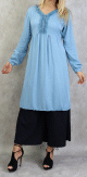 Tunique longue style boheme - Taille standard - Couleur bleu