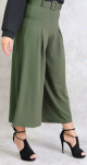 Pantalon femme Jupe-Culotte a taille plissee avec sa ceinture (Plusieurs couleurs disponibles)