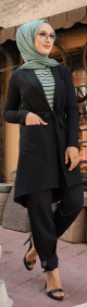 Veste mi-longue pour femme voilee (Gilet pour Hijab) - Couleur noir