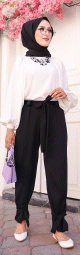 Pantalon femme classique avec sa ceinture (Vetements femmes voilees hijab en ligne) - Couleur noir