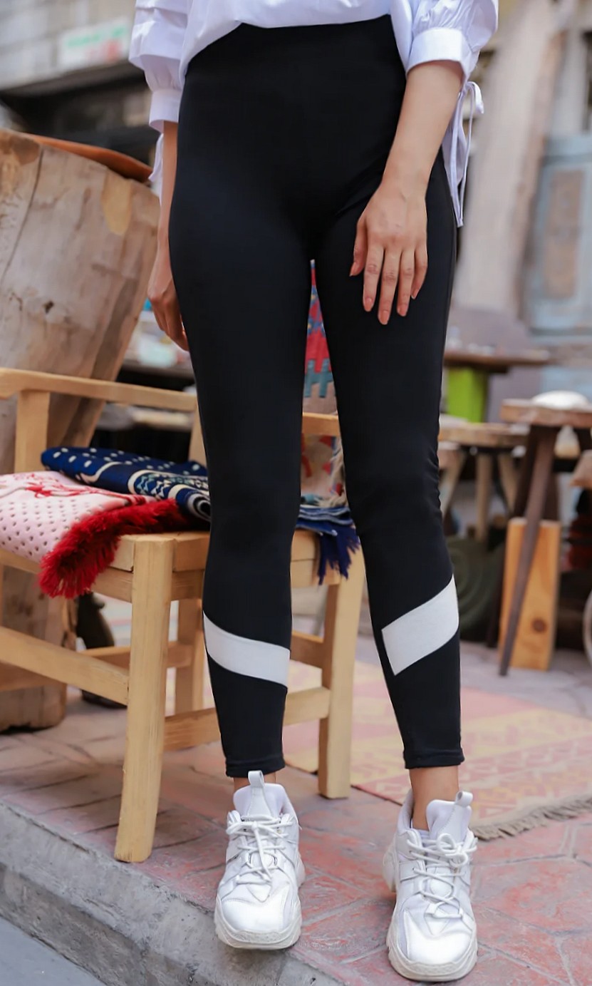 Pantalon legging femme taille élastique noir sport